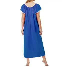 Shadowline Cameo Nylon Tricot Short Sleeve Long Nightgown - Elegant Lace Applique Sleepwear -Her Room US shadowline shdw01 32123 bs