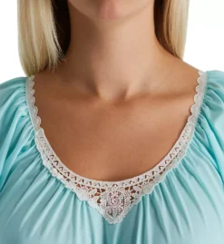 Shadowline Cameo Nylon Tricot Short Sleeve Long Nightgown - Elegant Lace Applique Sleepwear -Her Room US shadowline shdw01 32123 cs1