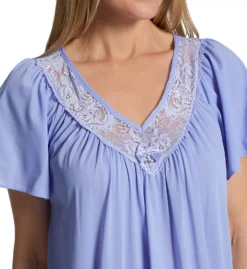 Shadowline Twilight Lavender Long Gown – Opacitrique Nylon V-Neck Lace Nightgown -Her Room US shadowline shdw01 32150 cs2