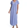 Shadowline Twilight Lavender Long Gown – Opacitrique Nylon V-Neck Lace Nightgown -Her Room US shadowline shdw01 32150 gs