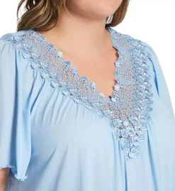 Shadowline Plus Size Beloved 53-Inch Flutter Sleeve Gown – Embroidered Opacitrique Nylon Sleepwear -Her Room US shadowline shdw01 32275x cs1