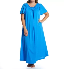 Shadowline Plus Size Petals 53" Gown – Floral Embroidered Opacitrique Nylon Sleepwear