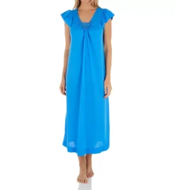 Shadowline Cherish 50-Inch Cap Sleeve Nightgown – Floral Applique Lightweight Nylon Sleepwear -Her Room US shadowline shdw01 32510 fs