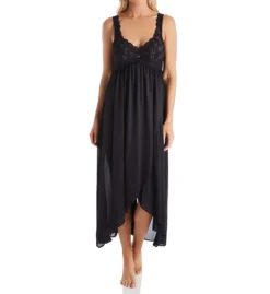 Shadowline Silhouette Nylon Tricot Hi-Low Nightgown - Sheer Lace Cup Tulip Hem Sleepwear -Her Room US shadowline shdw01 35737 fs