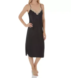 Shadowline 4502 Satin Charmeuse Charming Ballet Gown - Contrast Lace V-Neck Chemise