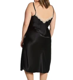 Shadowline Plus Size Charming Ballet Gown – Glossy Charmeuse Satin Nightgown with Contrast Lace -Her Room US shadowline shdw01 4502x bs