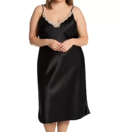 Shadowline Plus Size Charming Ballet Gown – Glossy Charmeuse Satin Nightgown with Contrast Lace -Her Room US shadowline shdw01 4502x fs