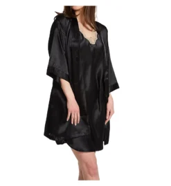 Shadowline Charming Charmeuse Lace Trim Sleep Gown – Silky Satin V-Neck Nightgown (4503) -Her Room US shadowline shdw01 4503 cs5