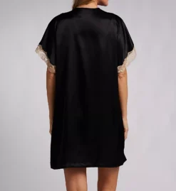 Shadowline Charming Lace Trim Satin – Kimono Sleeve Knee-Length Plus Size Robe -Her Room US shadowline shdw01 4511x bs