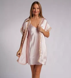 Shadowline Charming Lace Trim Satin – Kimono Sleeve Knee-Length Plus Size Robe -Her Room US shadowline shdw01 4511x cs2