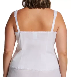 Shadowline Plus Size Cotton Batiste Camisole – Lace Trim V-Neck Adjustable Strap Lingerie Top -Her Room US shadowline shdw01 4536x bs