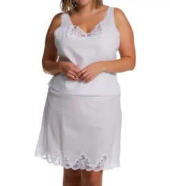 Shadowline Plus Size Cotton Batiste Camisole – Lace Trim V-Neck Adjustable Strap Lingerie Top -Her Room US shadowline shdw01 4536x cs2