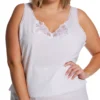 Shadowline Plus Size Cotton Batiste Camisole – Lace Trim V-Neck Adjustable Strap Lingerie Top -Her Room US shadowline shdw01 4536x gs