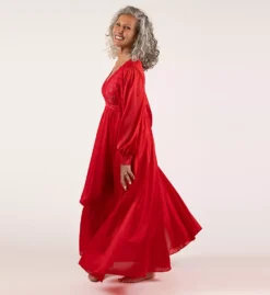 Shadowline Silhouette 54-Inch Full-Length Robe Coat - Sheer Satintrique Nylon with Floral Lace -Her Room US shadowline shdw01 71737 cs1