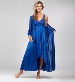 Shadowline Silhouette 54-Inch Full-Length Robe Coat - Sheer Satintrique Nylon with Floral Lace -Her Room US shadowline shdw01 71737 cs4