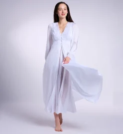 Shadowline Silhouette 54-Inch Full-Length Robe Coat - Sheer Satintrique Nylon with Floral Lace -Her Room US shadowline shdw01 71737 cs5