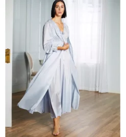 Shadowline Silhouette 54-Inch Full-Length Robe Coat - Sheer Satintrique Nylon with Floral Lace -Her Room US shadowline shdw01 71737 cs6