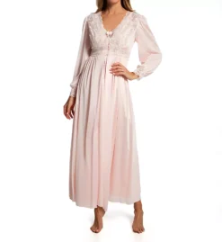 Shadowline Silhouette 54-Inch Full-Length Robe Coat - Sheer Satintrique Nylon with Floral Lace