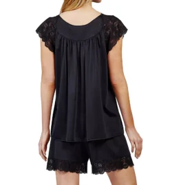 Shadowline Twilight Petal Pink Nylon Tricot – Scalloped Lace Short Pajama Set -Her Room US shadowline shdw01 74150 bs