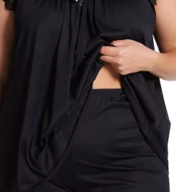 Shadowline Plus Size Twilight Nylon Tricot Short PJ Set - Lace V-Neck Scalloped Sleepwear -Her Room US shadowline shdw01 74150x cs1