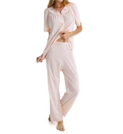 Shadowline Petals Pajama Set - Floral Embroidered Nylon Tricot Short Sleeve Button-Front Sleepwear 13 Shadowline Petals Pajama Set - Floral Embroidered Nylon Tricot Short Sleeve Button-Front Sleepwear -Her Room US shadowline shdw01 76280 cs3