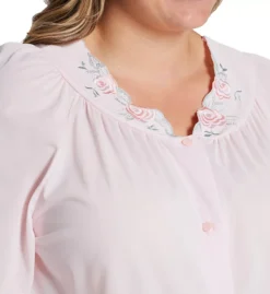 Shadowline Plus Petals Opacitrique Nylon Long Sleeve Pajama Set - Embroidered Neckline Sleepwear -Her Room US shadowline shdw01 76283x cs1