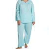 Shadowline Plus Petals Opacitrique Nylon Long Sleeve Pajama Set - Embroidered Neckline Sleepwear -Her Room US shadowline shdw01 76283x gs