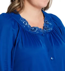 Shadowline Plus Size Petals Embroidered Yoke Robe – Ivory Button Front Opacitrique Nylon Sleepwear Coat -Her Room US shadowline shdw01 77280x cs1