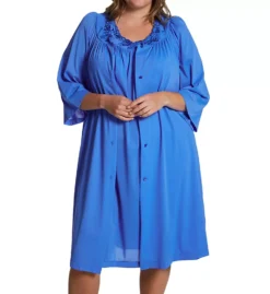 Shadowline Plus Size Petals Embroidered Yoke Robe – Ivory Button Front Opacitrique Nylon Sleepwear Coat -Her Room US shadowline shdw01 77280x cs4