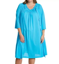 Shadowline Plus Size Petals Embroidered Yoke Robe – Ivory Button Front Opacitrique Nylon Sleepwear Coat -Her Room US shadowline shdw01 77280x cs5