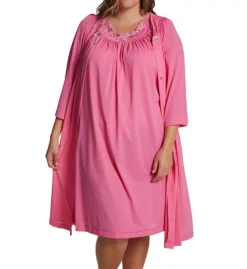 Shadowline Plus Size Petals Embroidered Yoke Robe – Ivory Button Front Opacitrique Nylon Sleepwear Coat -Her Room US shadowline shdw01 77280x cs6