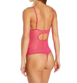 Shirley of Hollywood Hot Pink Rhinestone Lace Teddy – Sheer Mesh Thong Bodysuit -Her Room US shirley of hollywood shir01 96811 bs