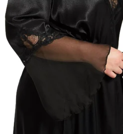 Shirley of Hollywood Plus Size Chiffon & Satin Charmeuse Long Robe – Elegant Lace Detail Lounge Wear -Her Room US shirley of hollywood shir01 x20559 cs1