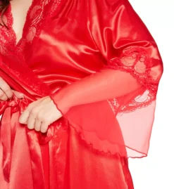 Shirley of Hollywood Plus Size Chiffon & Satin Charmeuse Long Robe – Elegant Lace Detail Lounge Wear -Her Room US shirley of hollywood shir01 x20559 cs2