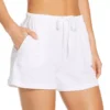 Skin Casey Solid Organic Pima Cotton - Flared Pocketed Sleep Short -Her Room US skin skn01 oj48b gs