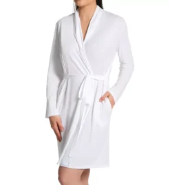 Skin Coleen Organic Pima Cotton Short Robe – Luxury Shawl Collar Knit Sleepwear