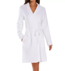 Skin French Terry Organic Cotton Robe – White Mid-Weight Shawl Collar Bathrobe