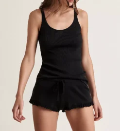 Skin Pima Cotton Ribbed Raffaela Short – Ruffled Hem Relaxed Sleep Short -Her Room US skin skn01 pr401r cs3