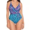 Skinny Dippers Mojito Kiss Kiss Mixed Floral and Palm Print Surplice One Piece Swimsuit