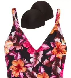Skinny Dippers Mowie Lucky Charm Floral V-Neck One Piece Swimsuit with Chevron Belt -Her Room US skinny dippers skdp01 6540354 cs6