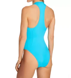 Smart and Sexy Sporty Zip Front Racerback One Piece Swimsuit - SA1276Z Athletic Swimwear -Her Room US smart and sexy ssxy01 sa1276z bs