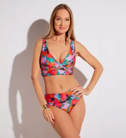Sunsets Hummingbird Cove Tropical Floral – Ruched Back Mid-Rise Unforgettable Swim Bottom -Her Room US sunsets suns01 27bhc cs1
