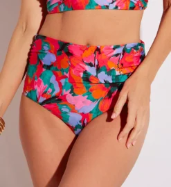 Sunsets Hummingbird Cove Tropical Print Fold-Down High Waist Swim Bottom