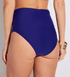 Marina Capri Marine Blue High Waist Fold-Over Swim Bottom – Tropical Botanical Lining -Her Room US sunsets suns01 310bma bs