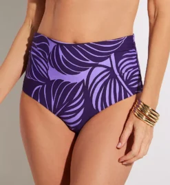 Sunsets Mystic Palms Tropical Print Capri High Waist Fold-Over Swim Bottom