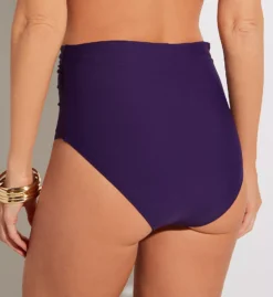 Sunsets Paradise Plum Capri High Waist Fold-Over Swim Bottom – Ruched Cheeky Bikini Bottom -Her Room US sunsets suns01 310bpp bs