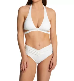 Sunsets Paloma Blush Pink Ribbed V-Front Mid-Rise Cheeky Swim Bottom -Her Room US sunsets suns01 31bpal cs2