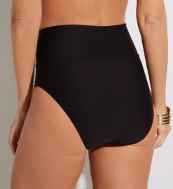 Sunsets Black Hannah High Waist Swim Bottom – Fold-Over Versatile Coverage Bikini Bottom -Her Room US sunsets suns01 33b bs