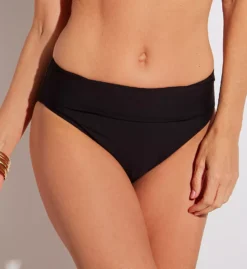 Sunsets Black Hannah High Waist Swim Bottom – Fold-Over Versatile Coverage Bikini Bottom -Her Room US sunsets suns01 33b fs