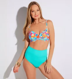 Sunsets Aquamist Ribbed Hannah High Waist Swim Bottom - Teal Foldover Bikini Bottom -Her Room US sunsets suns01 33bam cs3